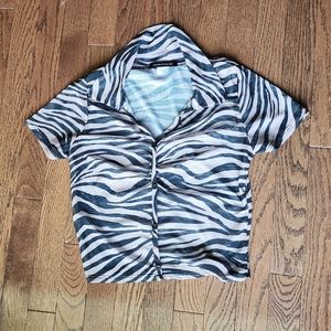 Mesh crop top with collar Caution to the wind